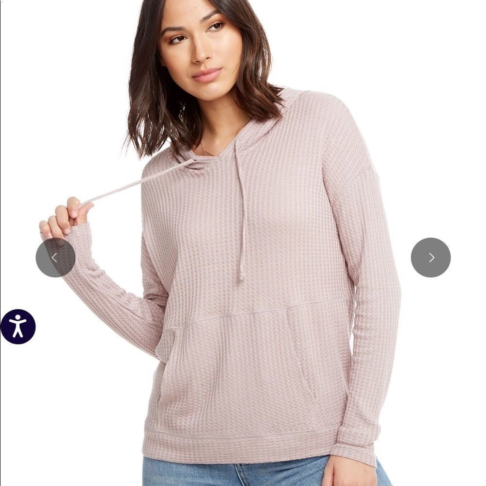 Chaser Waffle Knit Dolman Sleeve Hoodie Sweater